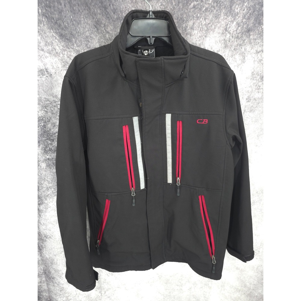 CB Sports Jacket Mens Small Black Full Zip Fleece Softshell Hiking Outdoor Ski
